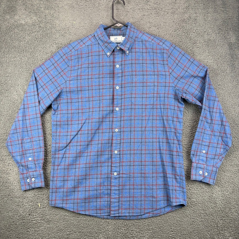 Southern Tide Classic‎ Fit Blue Red Plaid Long Sleeve Button Down Shirt Men's M